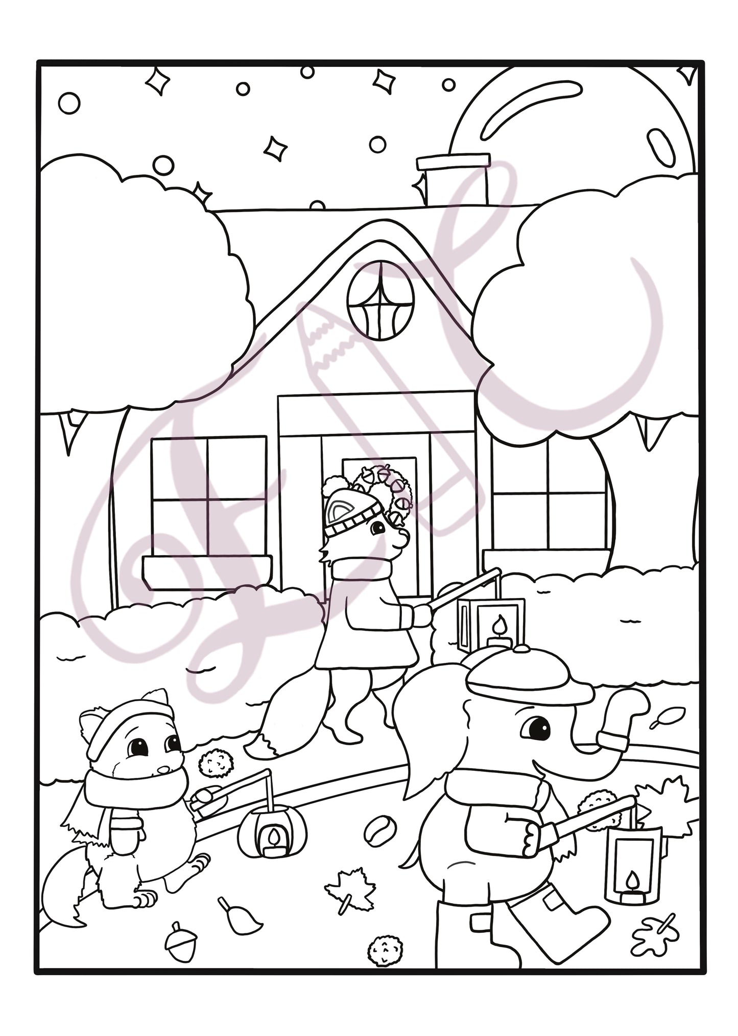 Lantern Parade Colouring Page