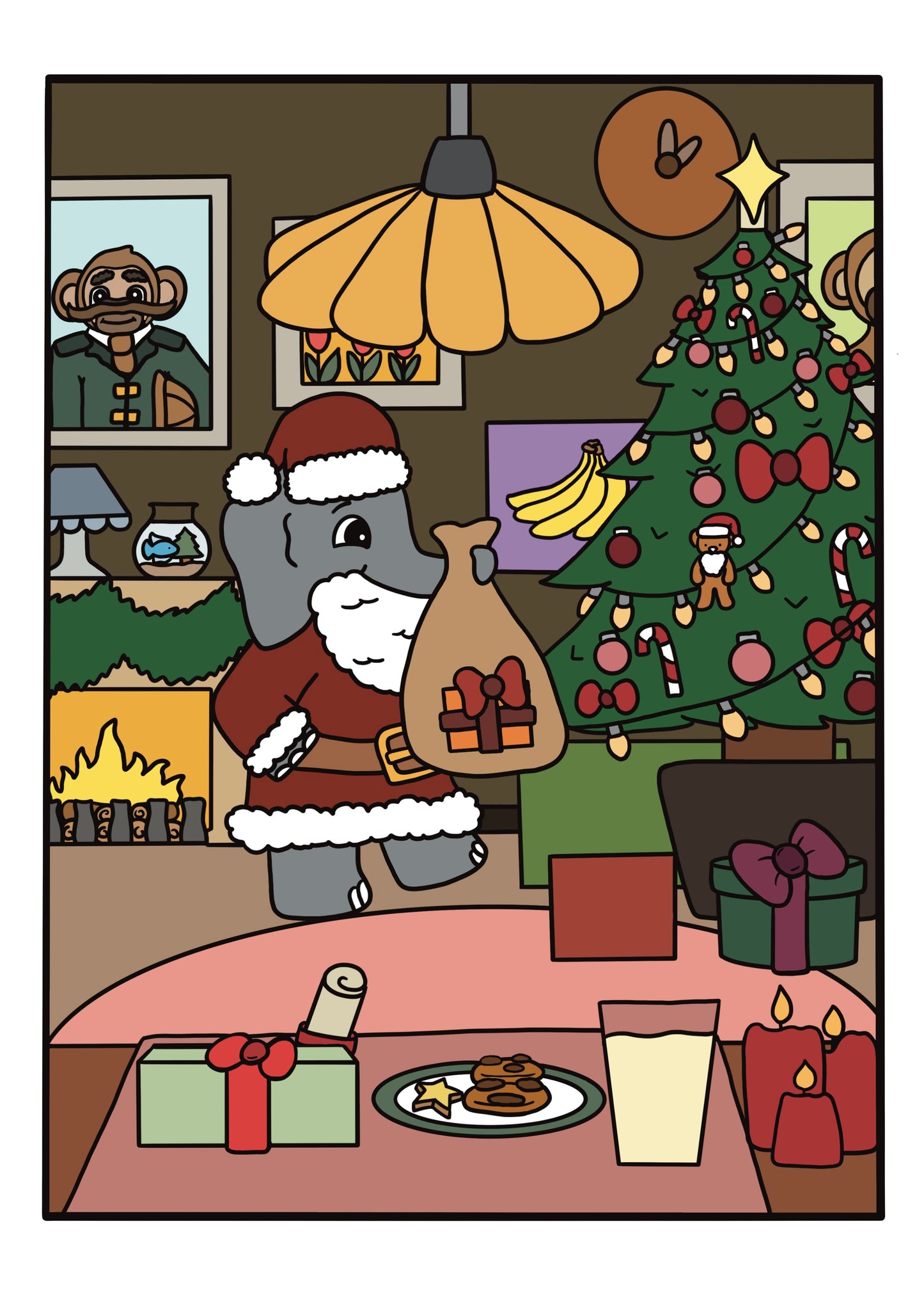 Father Christmas Colouring Page