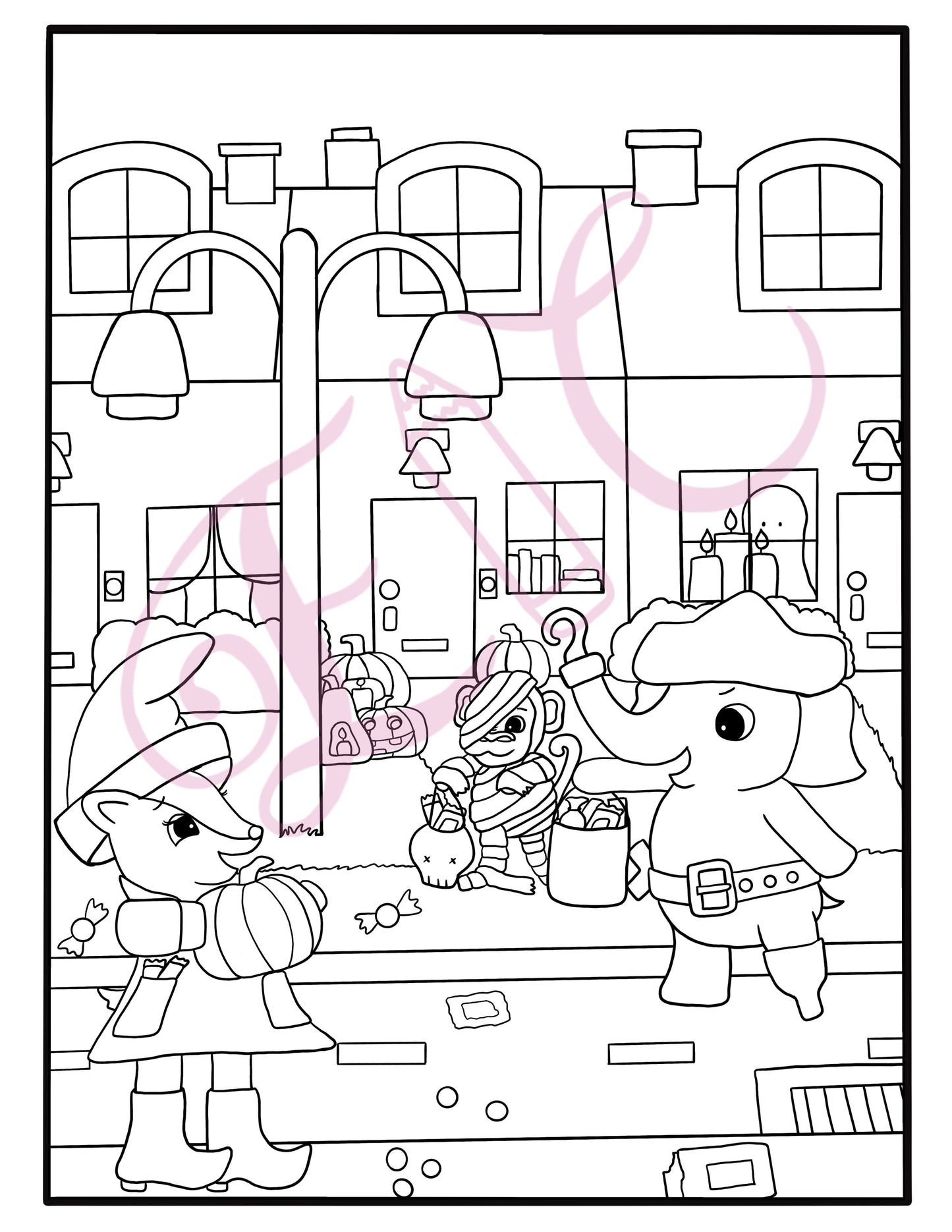 Trick Or Treat Colouring Page