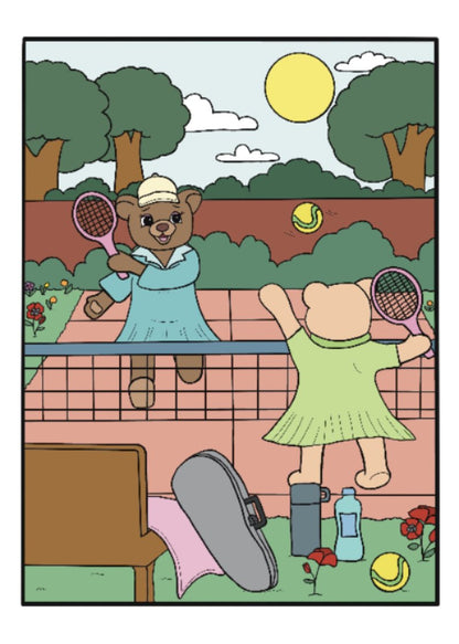 Bear Tennis Colouring Page