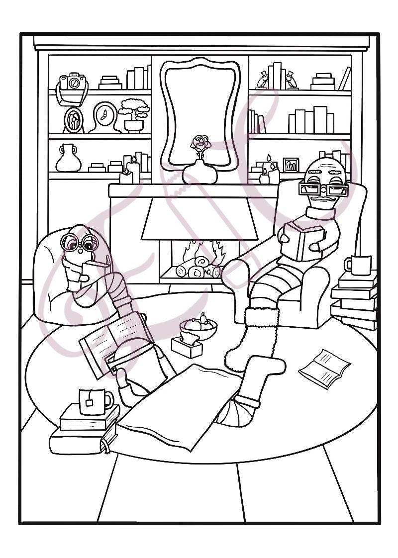 Bookworms Colouring Page