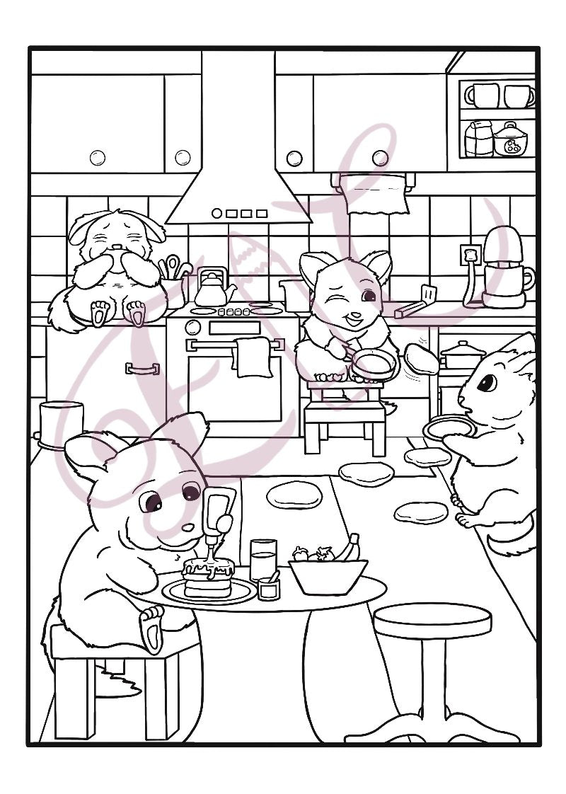 Chinchilla's Pancakes Colouring Page