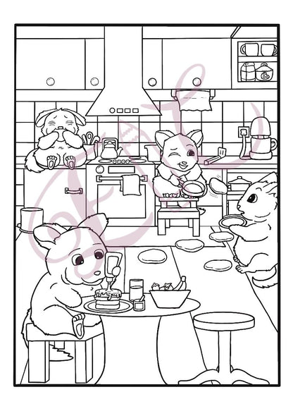 Chinchilla's Pancakes Colouring Page