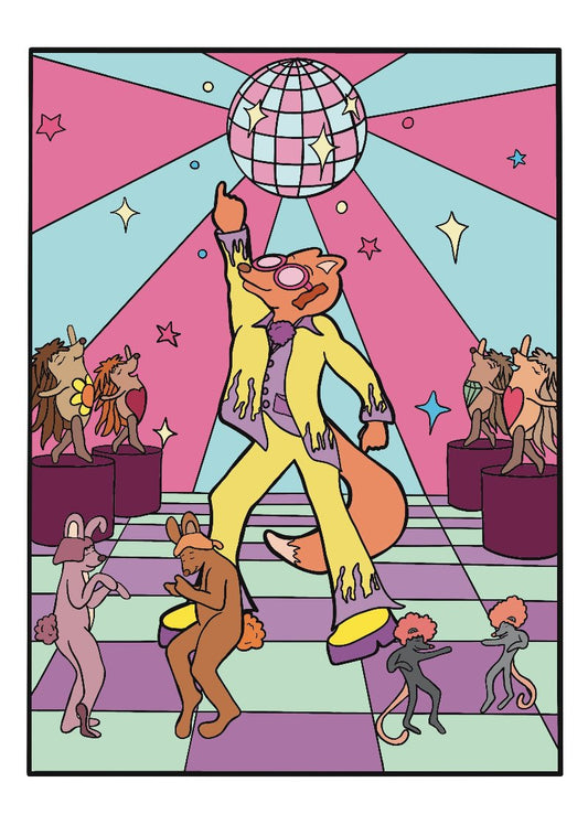 Disco Fox Colouring Page