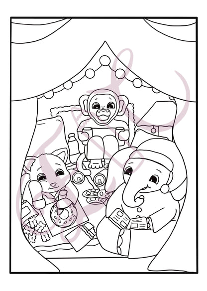 Friends Sleepover Colouring Page