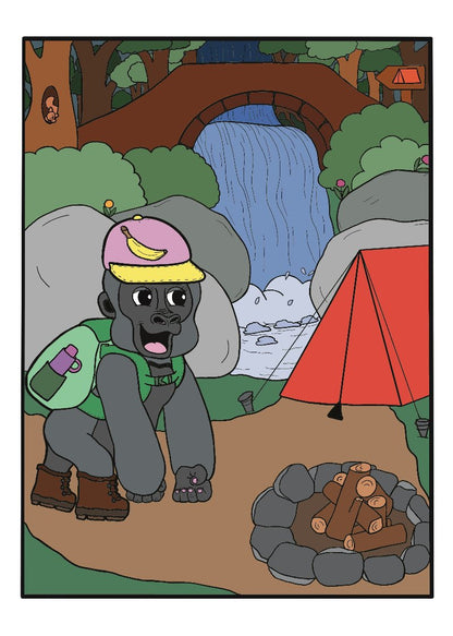 Gorilla Camping Colouring Page