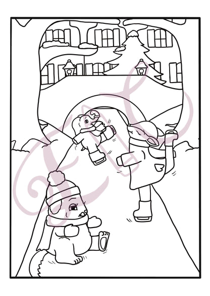 Ice Skating Colouring Page