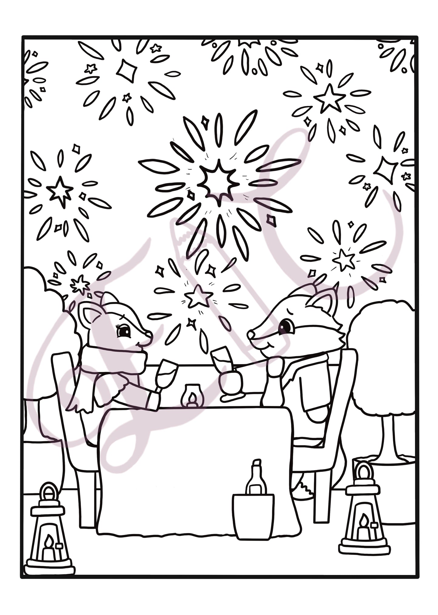 New Years Eve Colouring Page