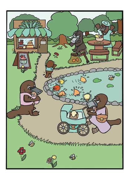 Platypus Picnic Colouring Page