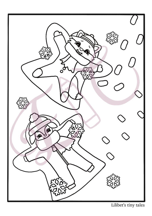 Snow Angels Colouring Page