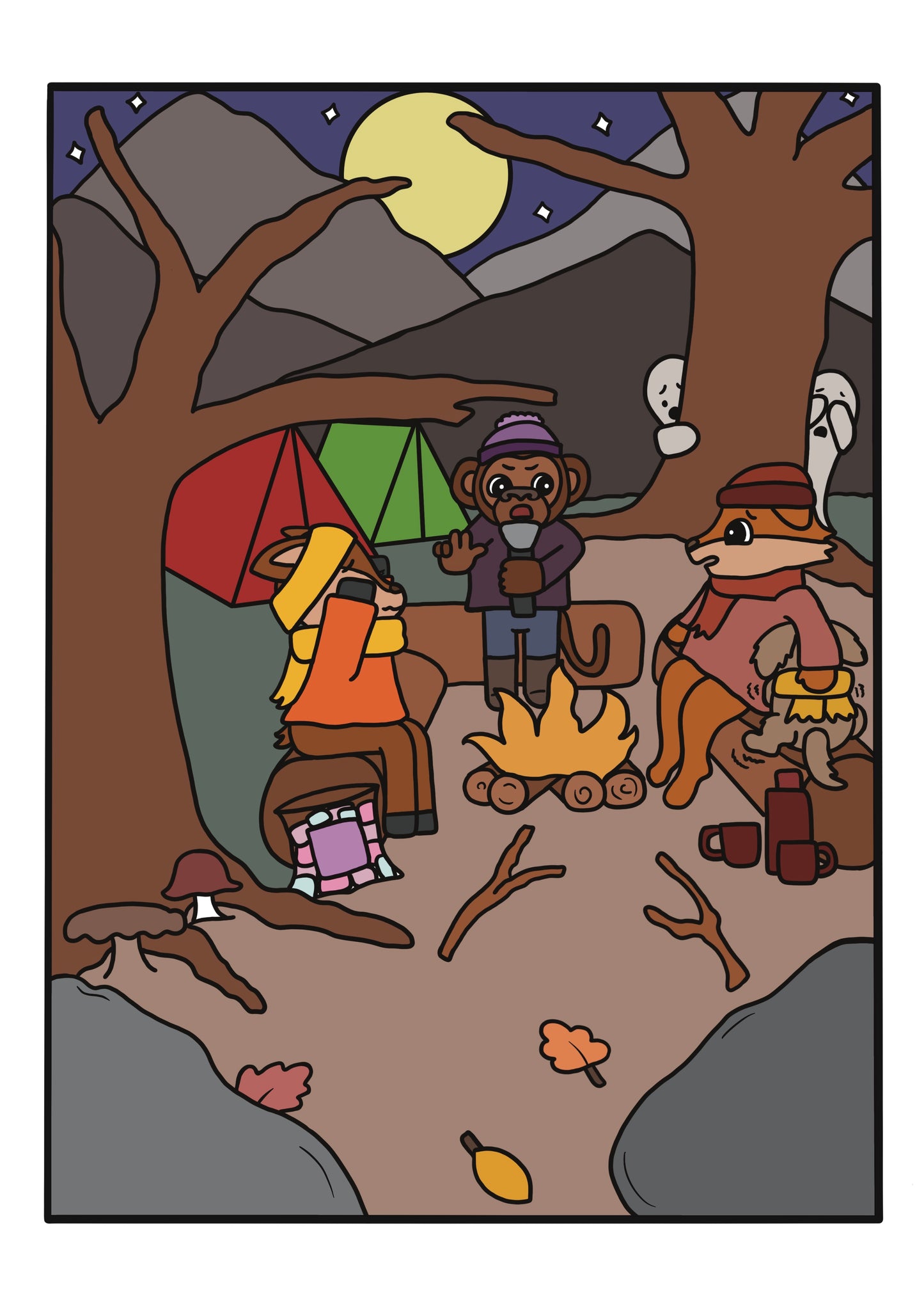 Spooky Ghost Stories Colouring Page