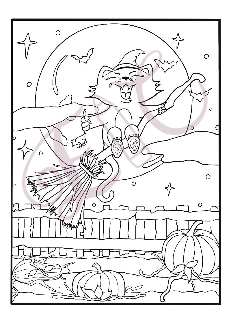 Wicked Cat Colouring Page